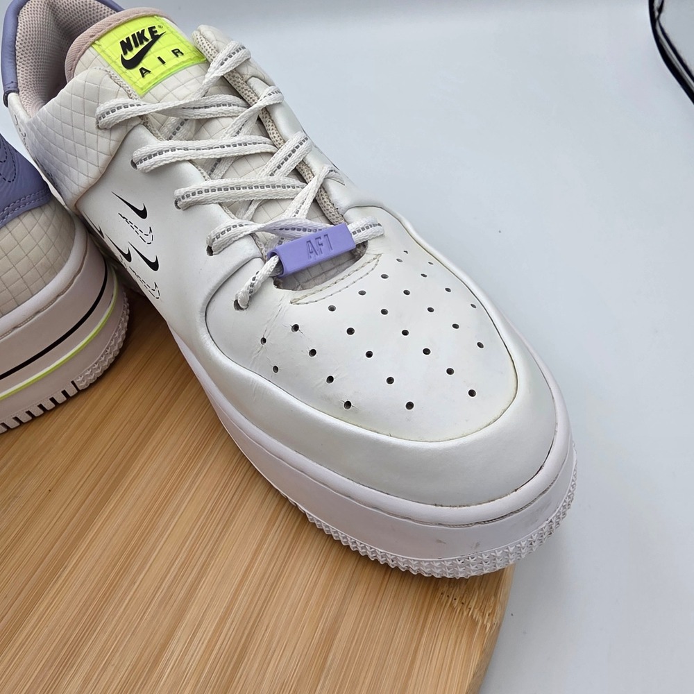 Nike Air‎ Force 1 Sage Low LX White Multi-Swoosh Platform Sneakers CU5315-100 - Picture 7 of 13